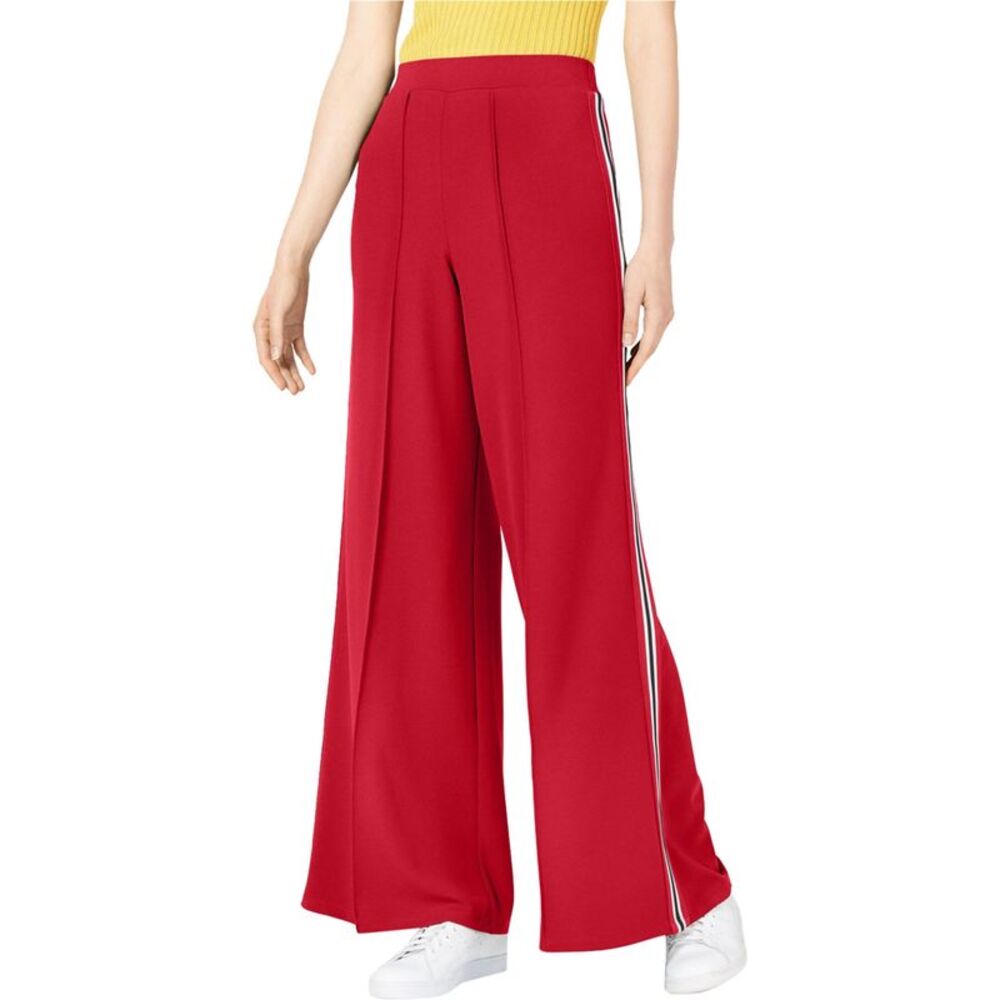 Project 28 Womens Pleated Front Wide Leg Casual Pants, Red, M, DM